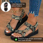 Orthopedic Tribal Print Platform Sandals - Adjustable Tie Straps