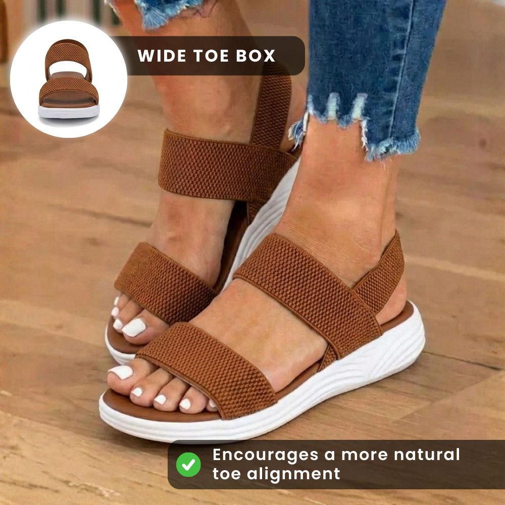 Orthopedic Mesh Sport Rocker Sandals - Slip-On Elastic Straps