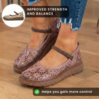 Orthopedic Leather Laser-Cut Flats - Braided Ankle Strap