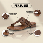 Orthopedic Leather Toe-Loop Sandals - Buckle Accent Cork Footbed