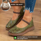 Orthopedic Leather Laser-Cut Flats - Braided Ankle Strap