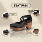 Orthopedic Leather Platform Heels - Crisscross Ankle Strap
