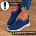 Orthopedic Knit Slip-On Sneakers - Ribbed Collar Design & Breathable Mesh Upper