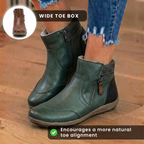 Orthopedic Leather Ankle Boots - Dual Side Zip Comfort Sole