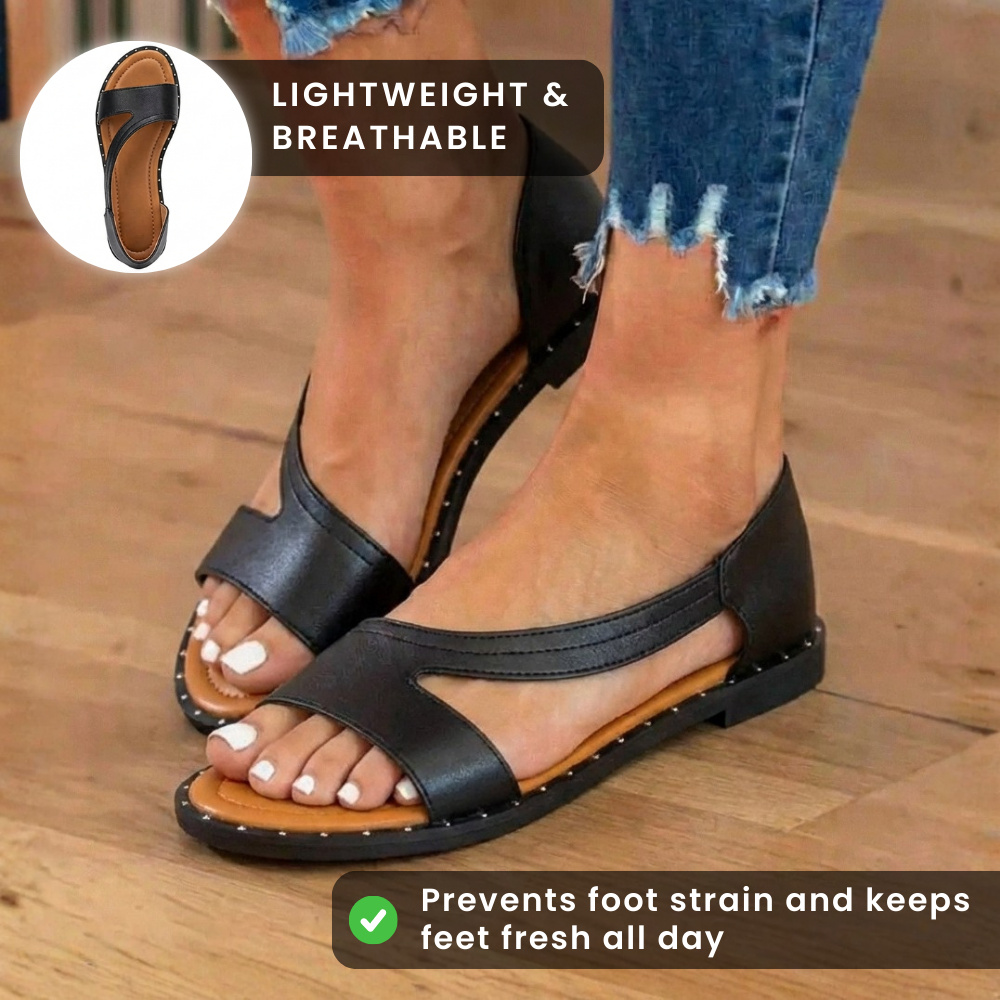 rthopedic Leather Studded Slide Sandals - Asymmetric Strap