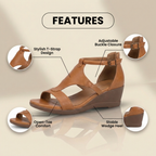 Orthopedic Leather Gladiator Sandals - Ankle Buckle T-Strap