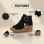 Orthopedic Leather Platform Sandals - Double Buckle Ankle Strap
