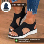Orthopedic Knit Sport Sandals - Elastic Ankle Strap & Platform Wedge