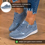 Orthopedic Suede Wedge Sneakers - Rhinestone Embellished Design & Hidden Height Boost