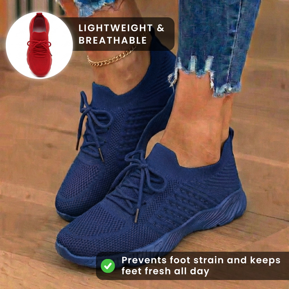 Orthopedic Knit High-Top Sneakers - Lace-Up Closure & Sock-Fit Collar*