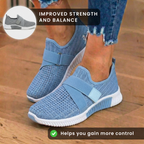 Orthopedic Knit Slip-On Sneakers - Rhinestone Embellished & Adjustable Strap*