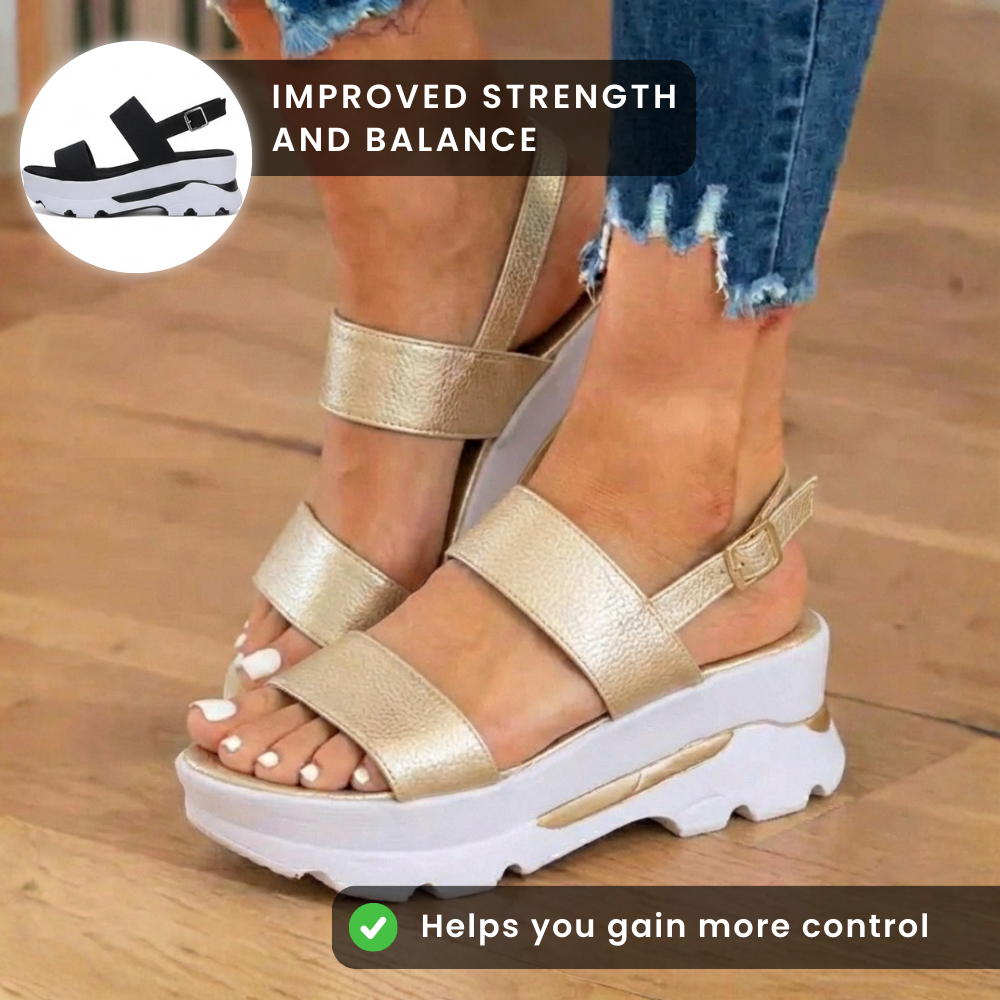 Orthopedic Sport Platform Sandals - Elastic Strap & Contrast Sole