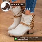Orthopedic Leather Ankle Boots - Vintage Wrap-Around Lace