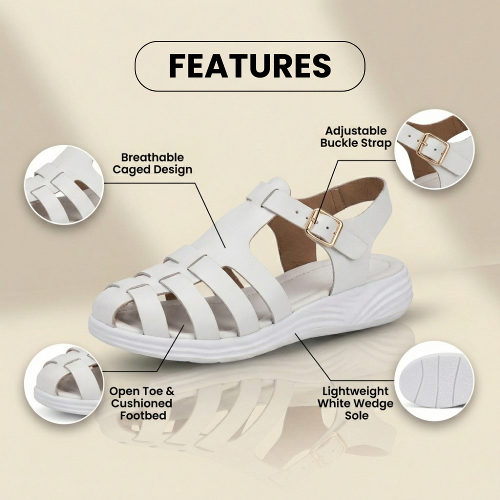 Orthopedic Leather Fisherman Sandals - Multi-Strap Buckle Closure