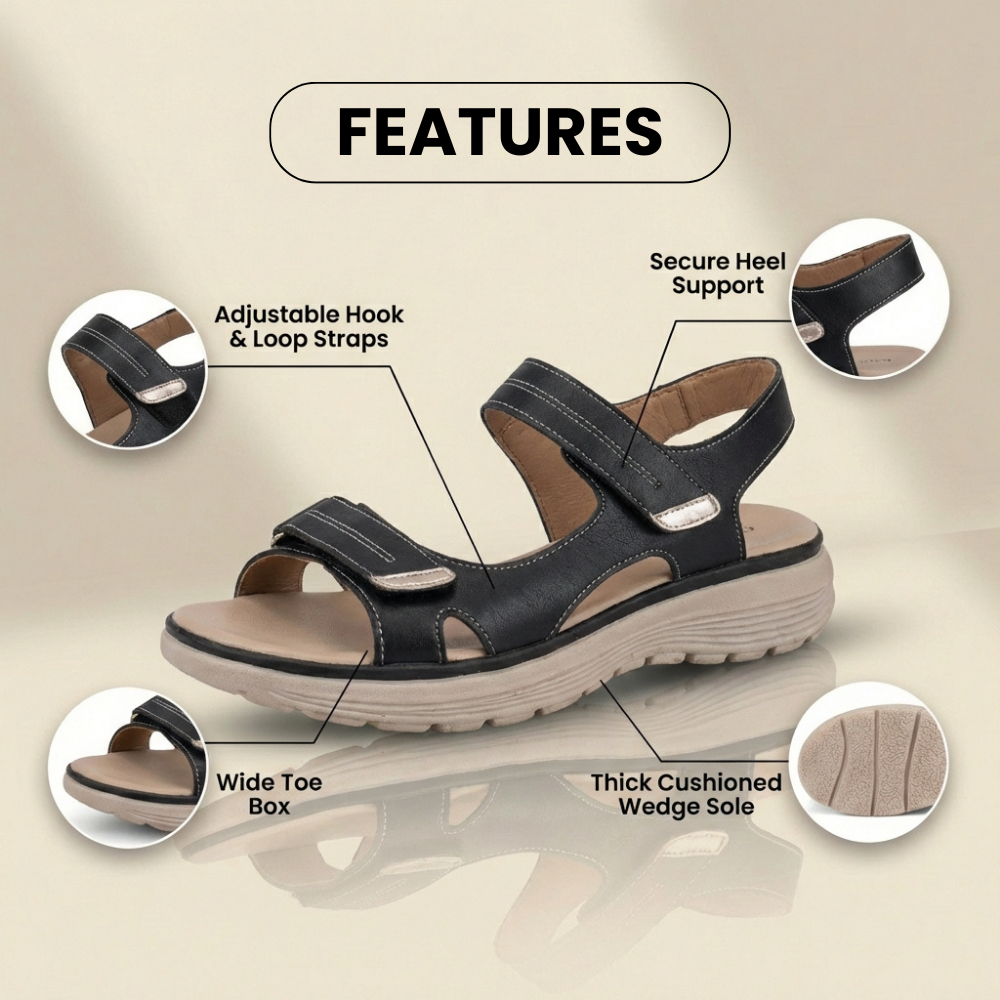 Orthopedic Leather Sport Sandals - Double Buckle Adjustable Straps