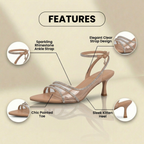 Orthopedic Metallic Slingback Heels - Crystal Rhinestone Strappy Detail