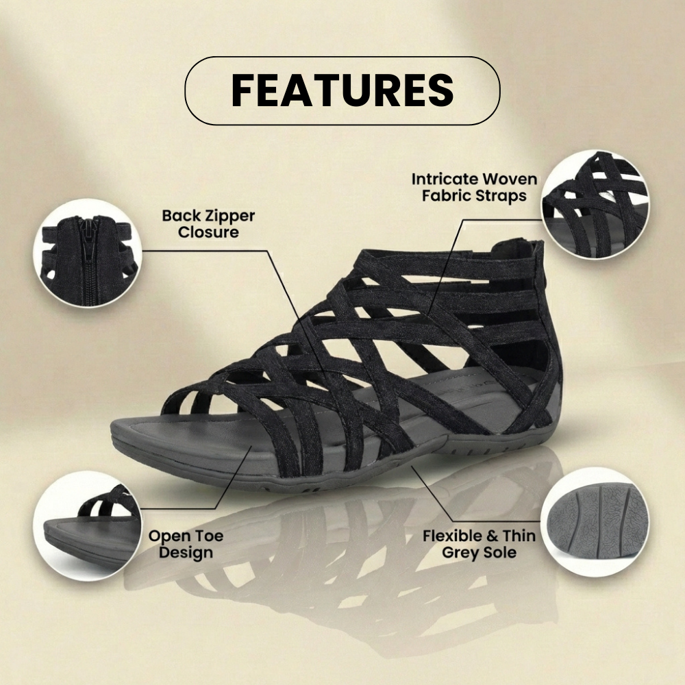 Orthopedic Gladiator Sandals - Multi-Strap Ankle Design