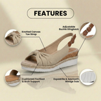 Orthopedic Knot-Front Espadrille Wedge Sandals - Ankle Buckle Strap