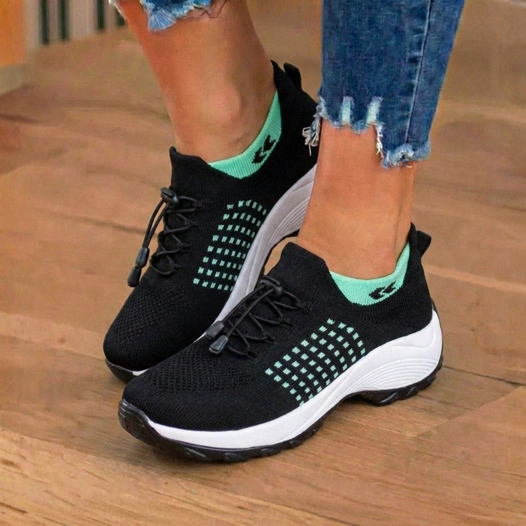 Orthopedic Knit High-Top Sneakers - Quick-Lace System & Rocker Sole