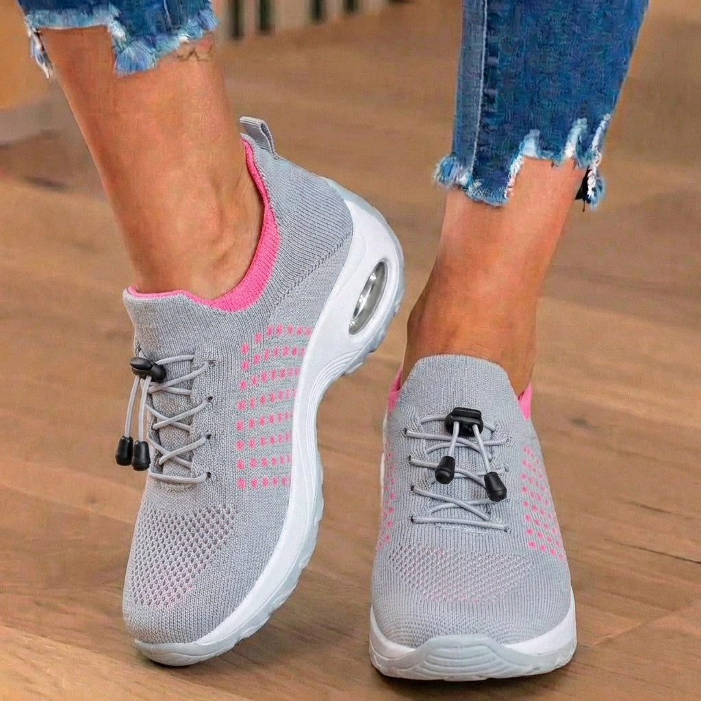 Orthopedic Knit High-Top Sneakers - Quick-Lace System & Rocker Sole