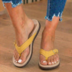 Orthopedic Fabric Thong Sandals - Buckle Detail & Contoured Footbed