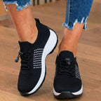 Orthopedic Knit High-Top Sneakers - Quick-Lace System & Rocker Sole