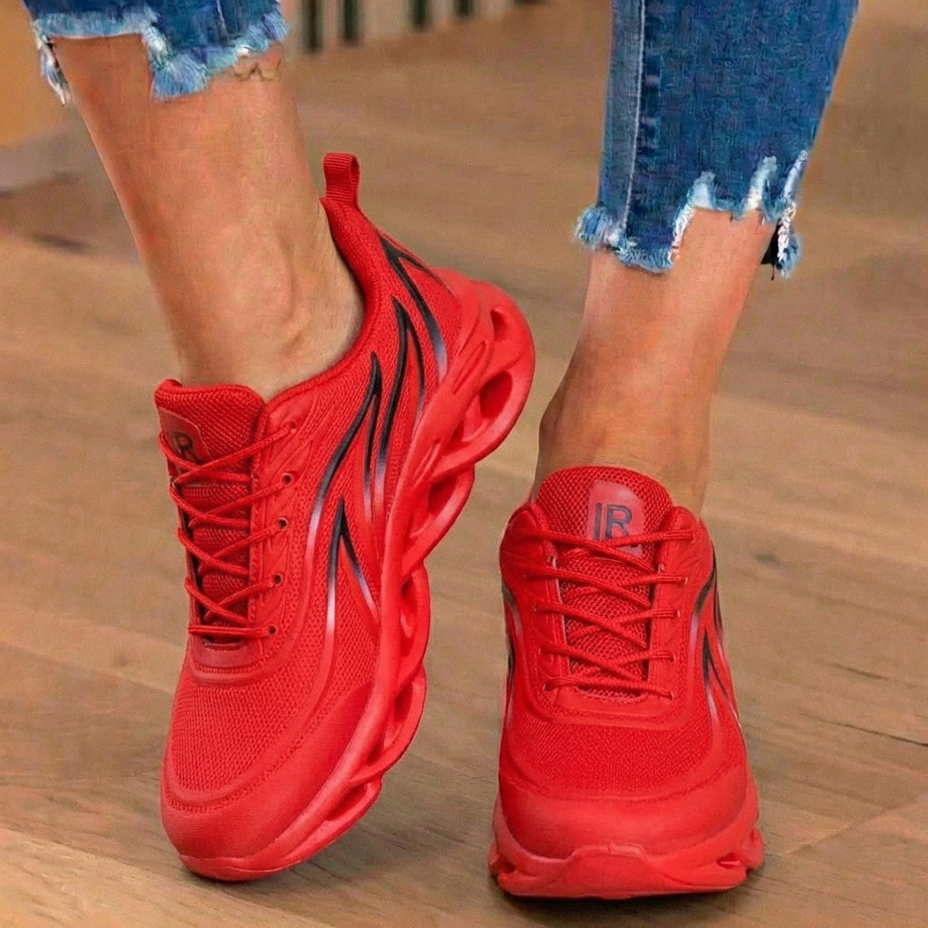 Orthopedic Mesh Athletic Sneakers - Flame Pattern & Blade Sole