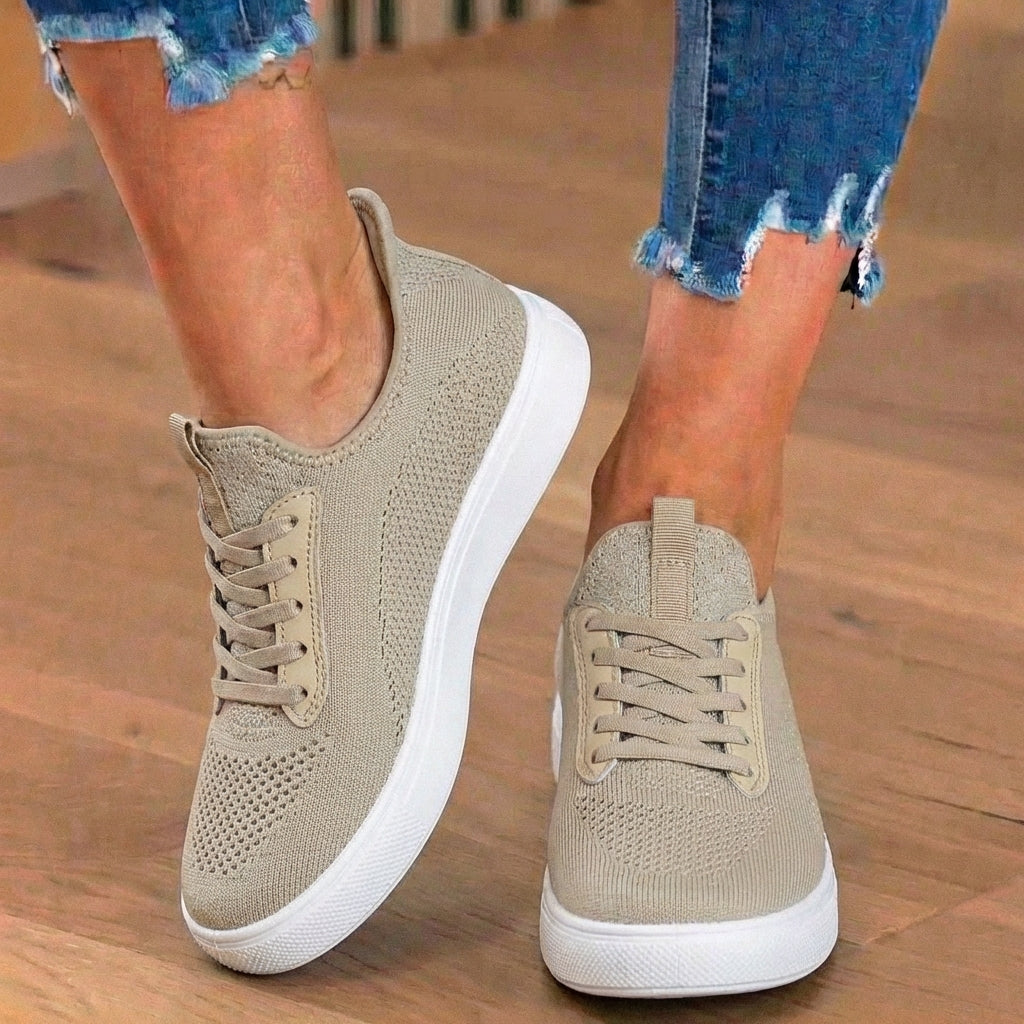 Orthopedic Knit Slip-On Sneakers - Stretch Collar & White Sole