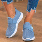 Orthopedic Knit Slip-On Sneakers - Rhinestone Embellished & Adjustable Strap*