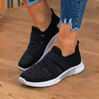 Orthopedic Knit Slip-On Sneakers - Rhinestone Embellished & Adjustable Strap*