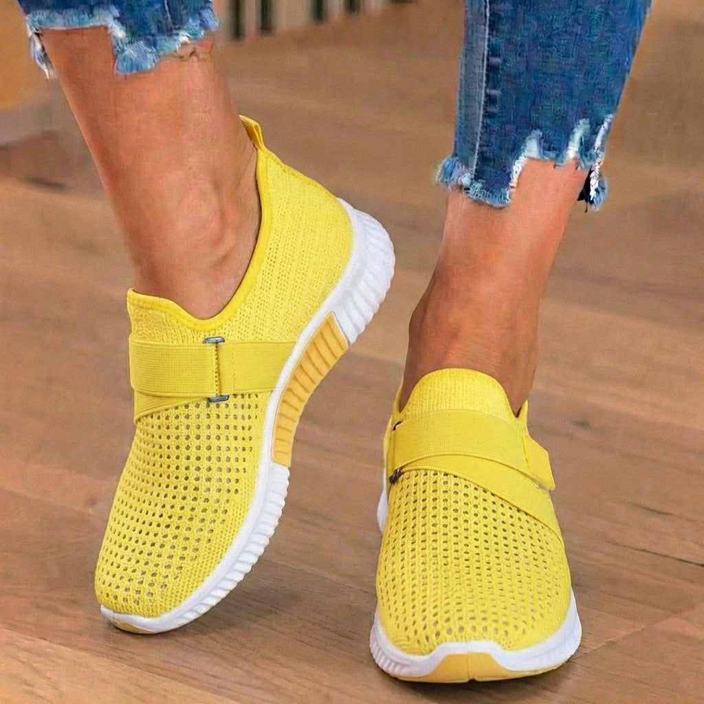 Orthopedic Knit Slip-On Sneakers - Rhinestone Embellished & Adjustable Strap*