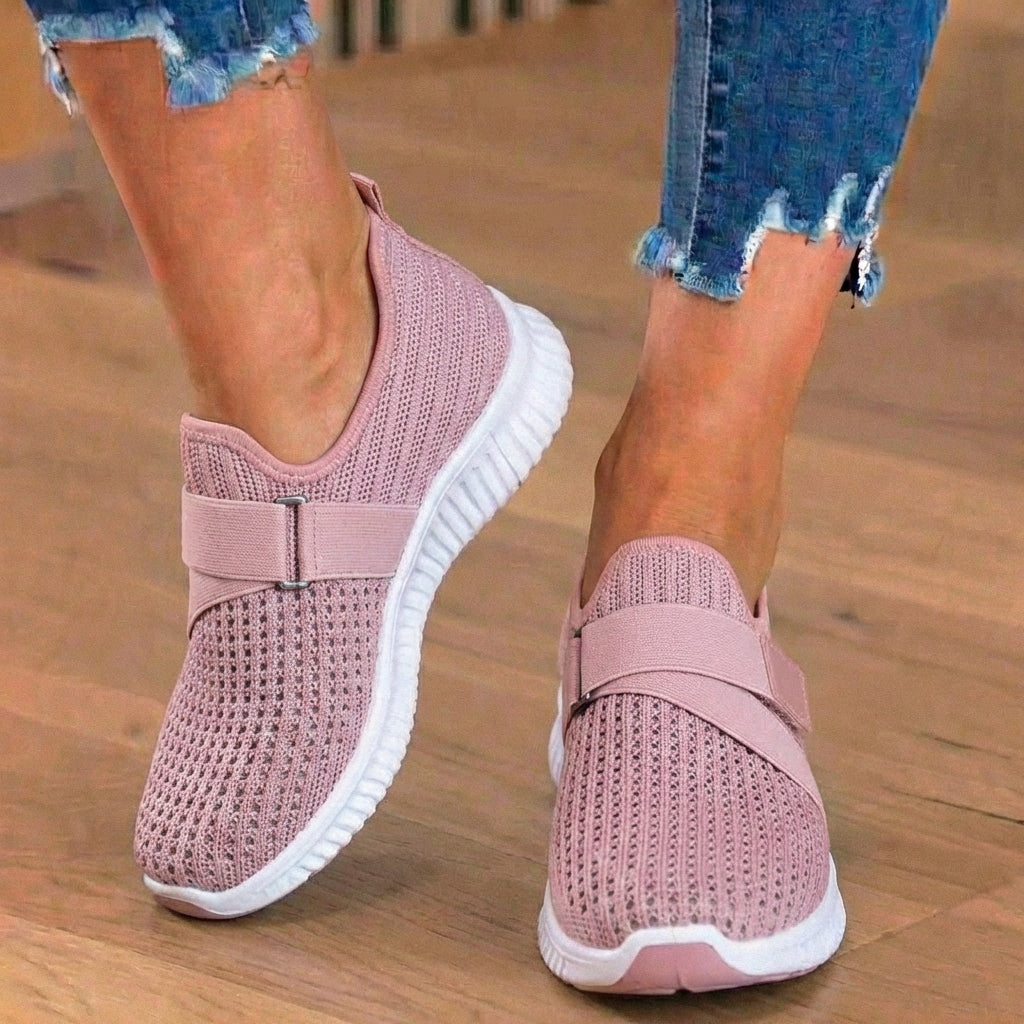 Orthopedic Knit Slip-On Sneakers - Rhinestone Embellished & Adjustable Strap*