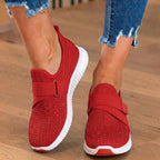 Orthopedic Knit Slip-On Sneakers - Rhinestone Embellished & Adjustable Strap*