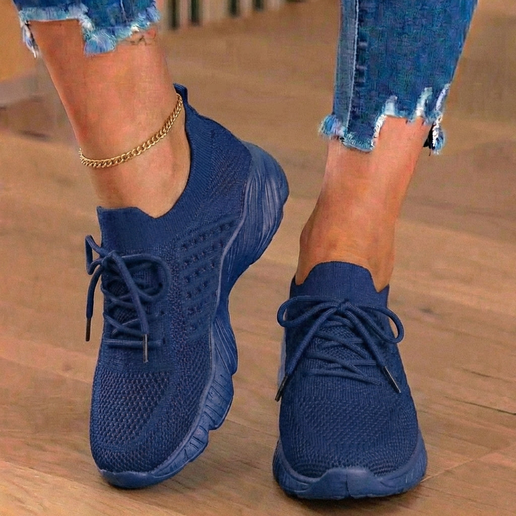 Orthopedic Knit High-Top Sneakers - Lace-Up Closure & Sock-Fit Collar*