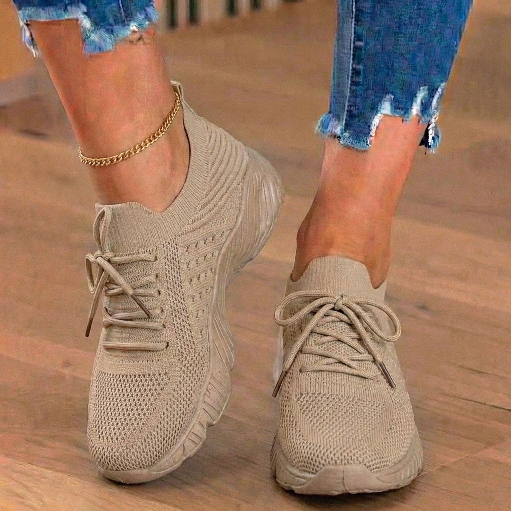 Orthopedic Knit High-Top Sneakers - Lace-Up Closure & Sock-Fit Collar*