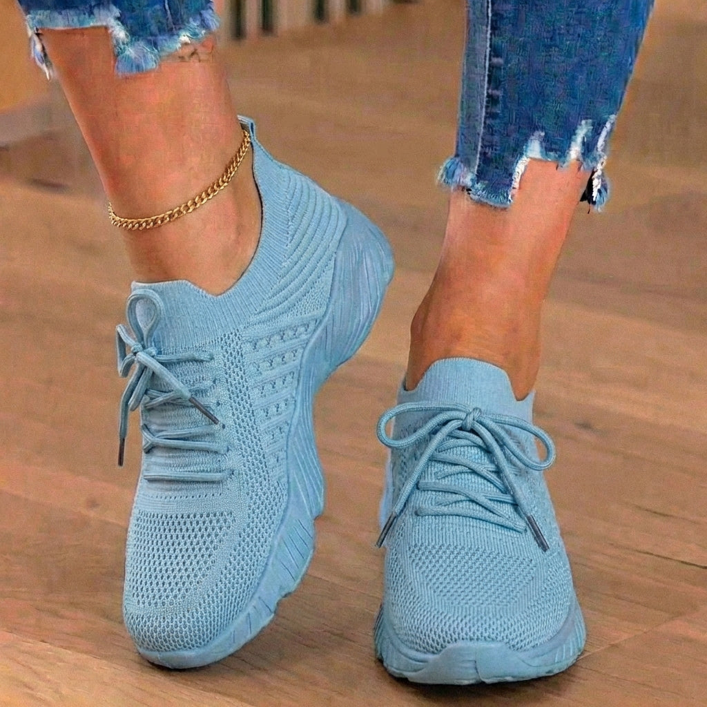 Orthopedic Knit High-Top Sneakers - Lace-Up Closure & Sock-Fit Collar*