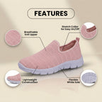 Orthopedic Knit Slip-On Sneakers - Striped Textured Design & Laceless Convenience
