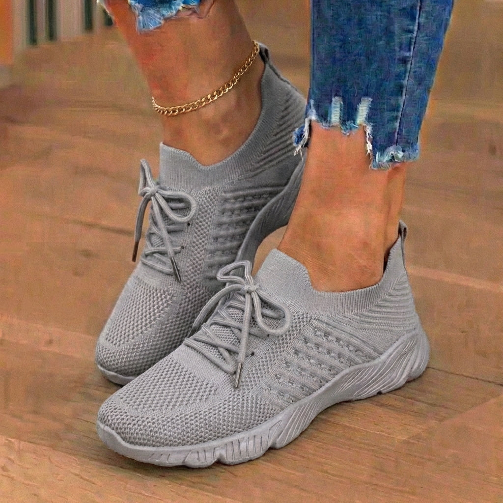 Orthopedic Knit High-Top Sneakers - Lace-Up Closure & Sock-Fit Collar*