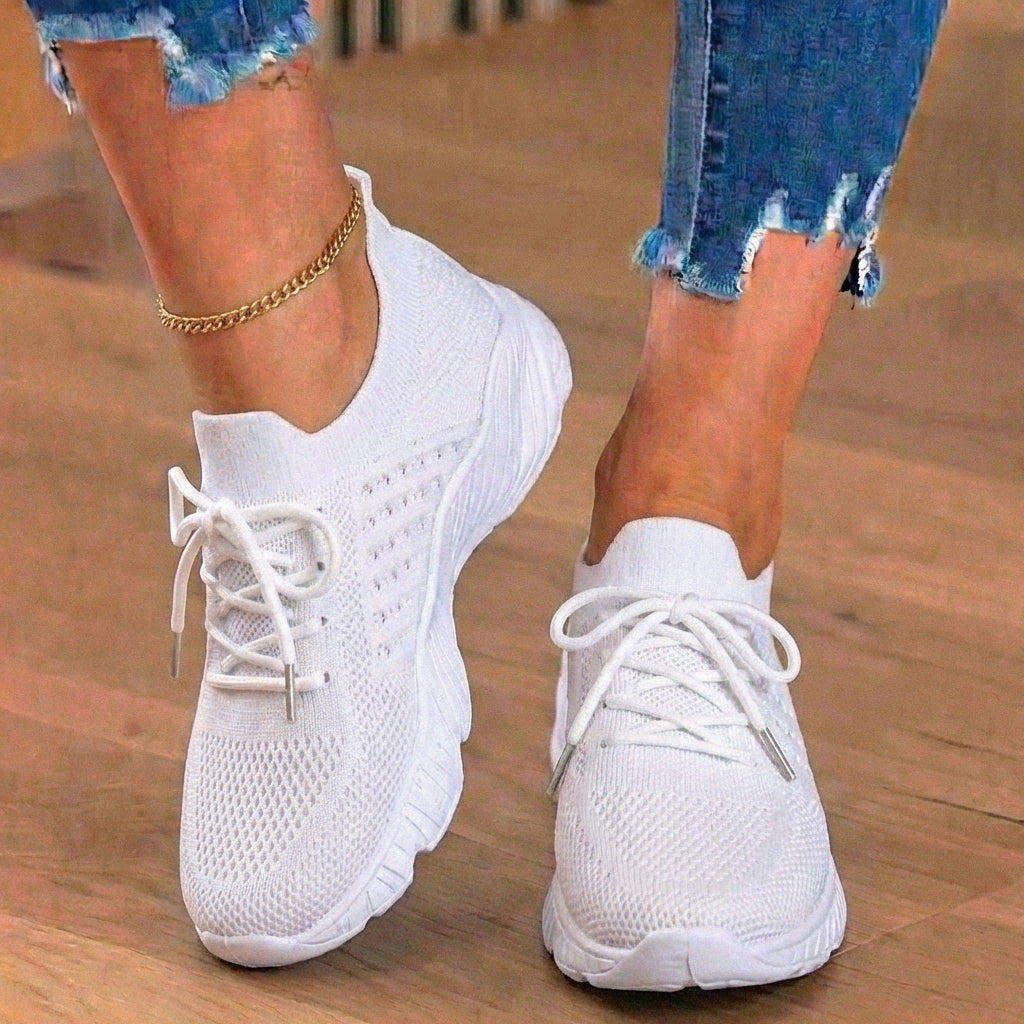 Orthopedic Knit High-Top Sneakers - Lace-Up Closure & Sock-Fit Collar*