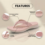 Orthopedic Leather Flip Flops - Thong Style Design & Gold Accent Hardware