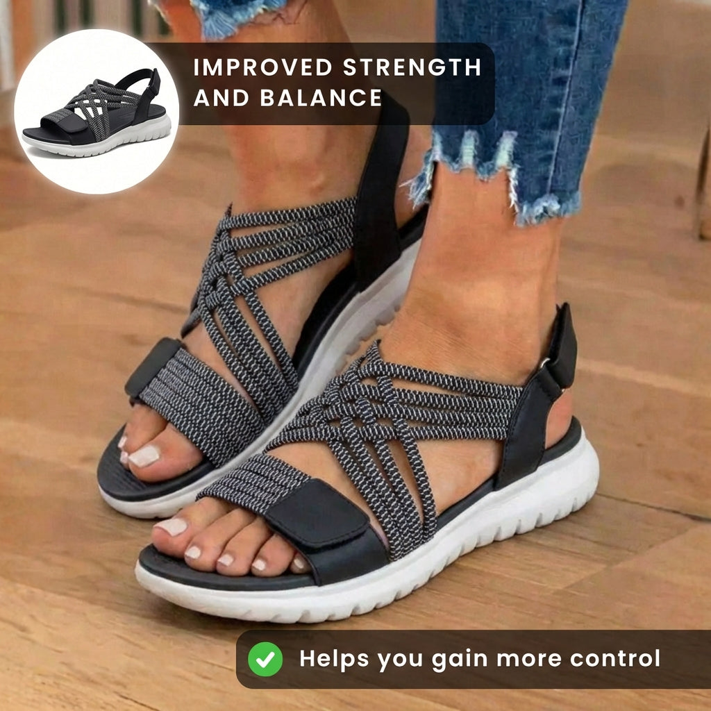 Orthopedic Mixed-Material Sandals - Crossover Straps & Dual-Tone Design
