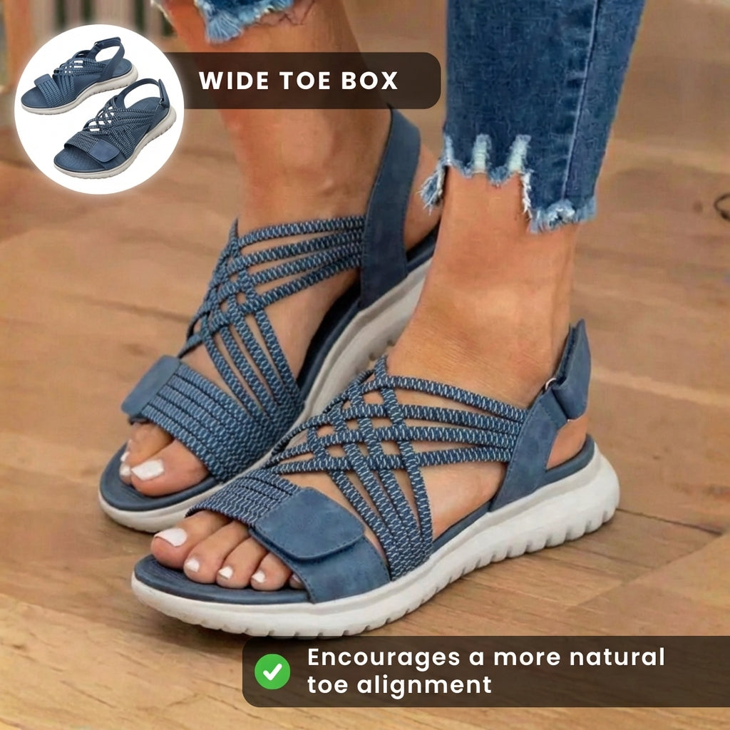 Orthopedic Mixed-Material Sandals - Crossover Straps & Dual-Tone Design