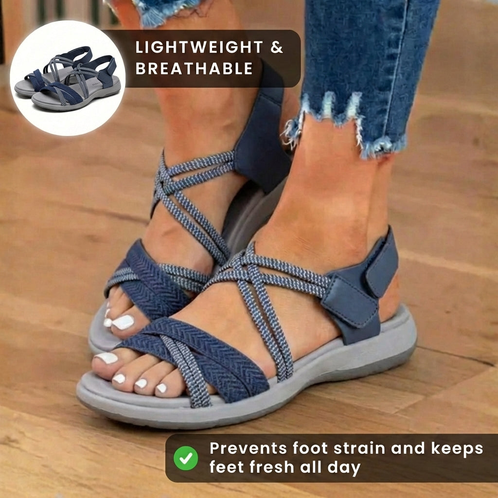 Orthopedic Woven Sandals - Braided Strappy Design & Textured Multi-Band Support