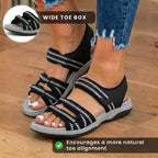 Orthopedic Fabric Sport Sandals - Multi-Strap Design & Braided Trim Accents