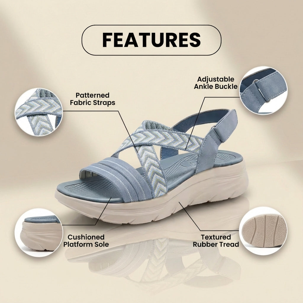 Orthopedic Knit Sandals - Chevron Pattern Straps & Multi-Strap Support System