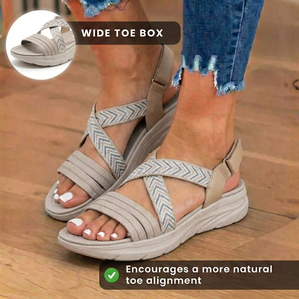 Orthopedic Knit Sandals - Chevron Pattern Straps & Multi-Strap Support System