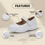 Orthopedic Leather Mary Jane Shoes - Adjustable Strap Closure & Platform Comfort Sole