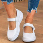 Orthopedic Leather Mary Jane Shoes - Adjustable Strap Closure & Platform Comfort Sole