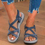 Orthopedic Textile Sandals - Bohemian Strappy Design & Geometric Trim Detail
