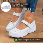 Orthopedic Leather Mary Jane Shoes - Adjustable Strap Closure & Platform Comfort Sole